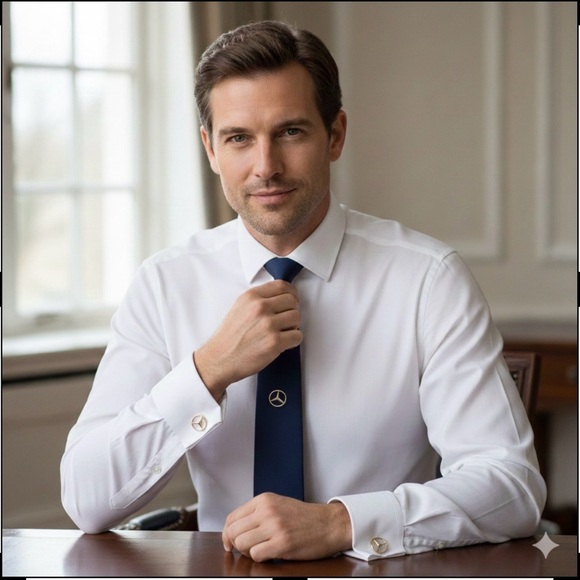 Mercedes Benz Vintage 90’s Gold Tone Cufflinks & Tie Tack Set - Picture 9 of 10